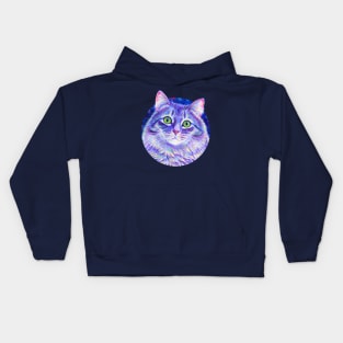 Purple Fluffy Tabby Cat Kids Hoodie